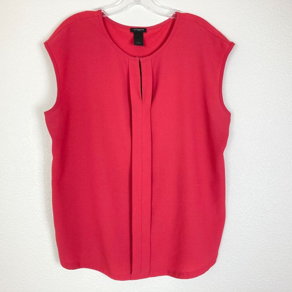 Ann Taylor Career Top Size L Pink Sleeveless Office Business